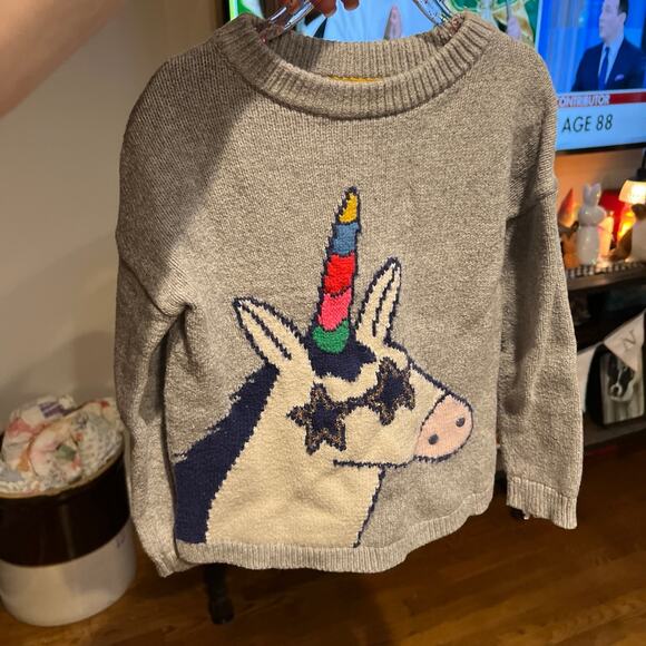 Mini Boden unicorn sweater girls size 5-6 - Picture 1 of 4
